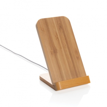Logo trade promotional giveaways image of: Bamboo 5W wireless charging stand