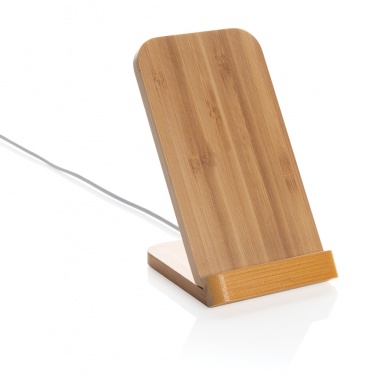 Logotrade corporate gift picture of: Bamboo 5W wireless charging stand