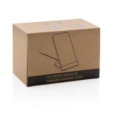 Logo trade promotional gift photo of: Bamboo 5W wireless charging stand