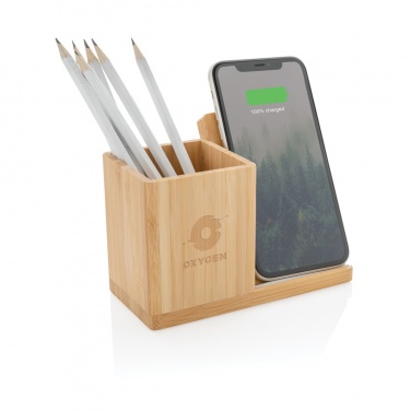 Logo trade advertising product photo of: Calgary bamboo 10W wireless charger