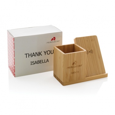 Logo trade promotional gifts picture of: Calgary bamboo 10W wireless charger