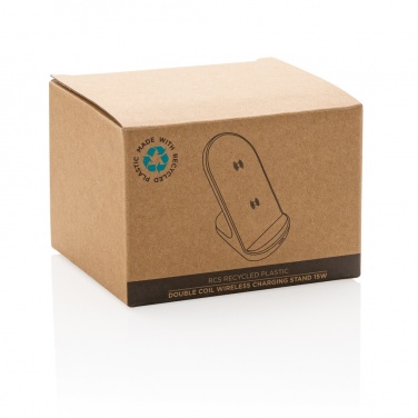 Logotrade corporate gift picture of: RCS recycled plastic double coil wireless stand 15W