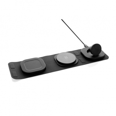 Logo trade promotional merchandise picture of: Swiss Peak RCS rplastic 3-in-1 wireless 15W travel charger