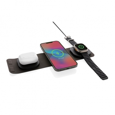 Logo trade promotional product photo of: Swiss Peak RCS rplastic 3-in-1 wireless 15W travel charger