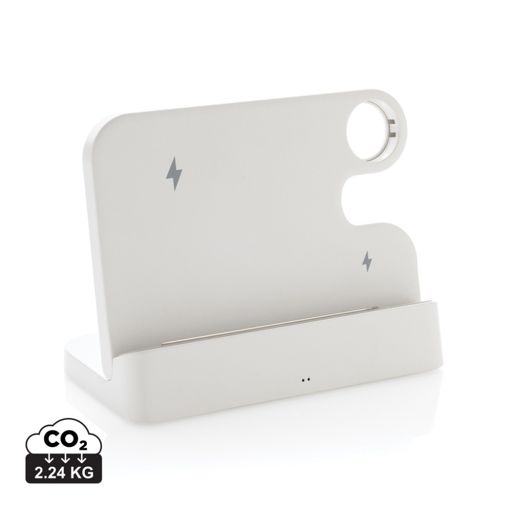 Logo trade promotional products image of: Joltz RCS recycled plastic dual 15W charger with iWatch slot