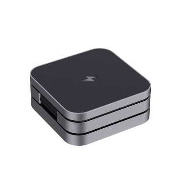 Logo trade promotional products image of: Terra RCS recycled aluminum foldable 3 in 1 15W charger