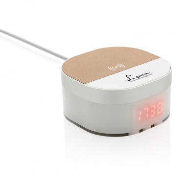 Logo trade corporate gifts picture of: Aria 5W Wireless Charging Digital Clock