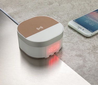 Logo trade promotional merchandise photo of: Aria 5W Wireless Charging Digital Clock