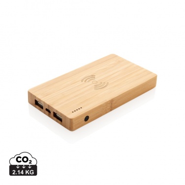 Logo trade promotional merchandise picture of: Bamboo 4.000 mAh wireless 5W Powerbank
