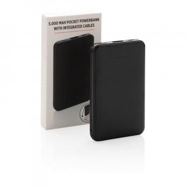 Logo trade promotional merchandise picture of: 5.000 mAh Pocket Powerbank with integrated cables