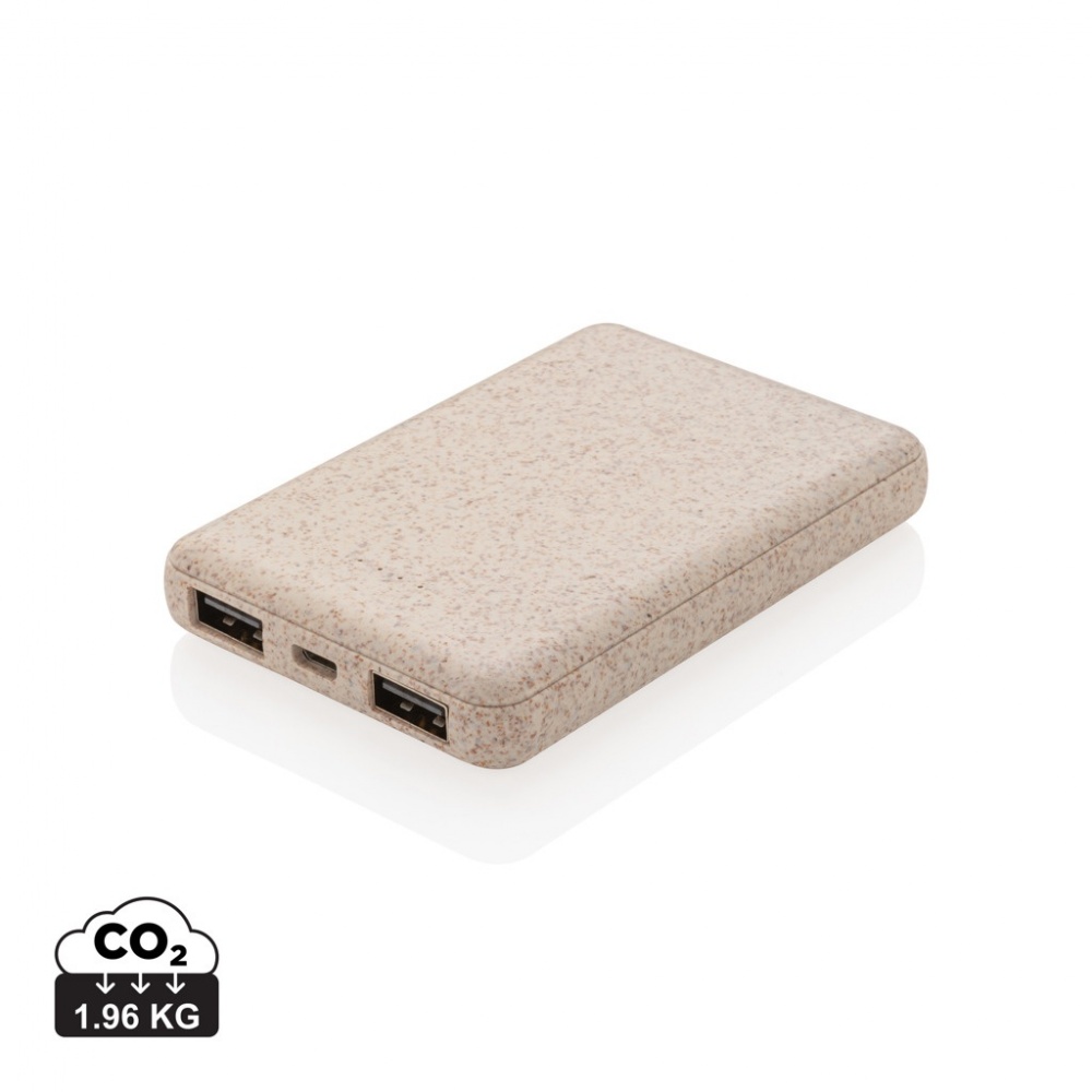Logotrade promotional gift picture of: Wheat Straw 5.000 mAh Pocket Powerbank