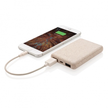 Logotrade promotional item image of: Wheat Straw 5.000 mAh Pocket Powerbank