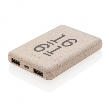 Logo trade promotional gift photo of: Wheat Straw 5.000 mAh Pocket Powerbank