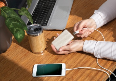 Logo trade promotional gifts image of: Wheat Straw 5.000 mAh Pocket Powerbank
