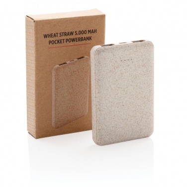 Logotrade promotional product image of: Wheat Straw 5.000 mAh Pocket Powerbank