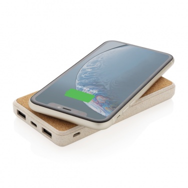 Logotrade business gifts photo of: Cork and Wheat Straw 8.000 mAh 5W wireless powerbank