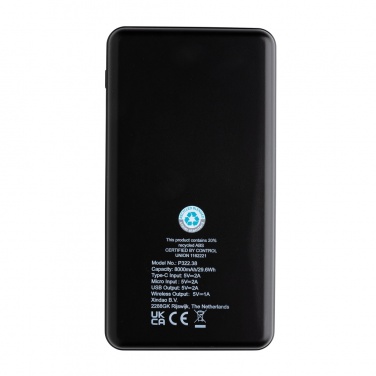 Logo trade corporate gifts image of: RCS recycled plastic 8000 mAh Wireless Powerbank