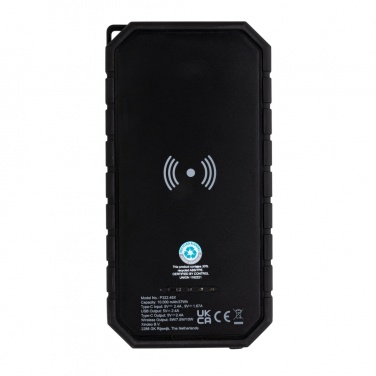 Logo trade advertising product photo of: RCS recycled plastic Solar powerbank with 10W Wireless