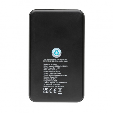 Logo trade promotional giveaways picture of: RCS recycled plastic 5.000 mAh 5W wireless powerbank