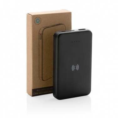 Logo trade promotional giveaways picture of: RCS recycled plastic 5.000 mAh 5W wireless powerbank