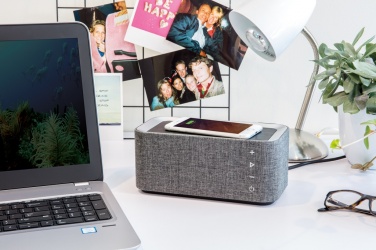 Logo trade advertising products picture of: Vogue wireless charging speaker