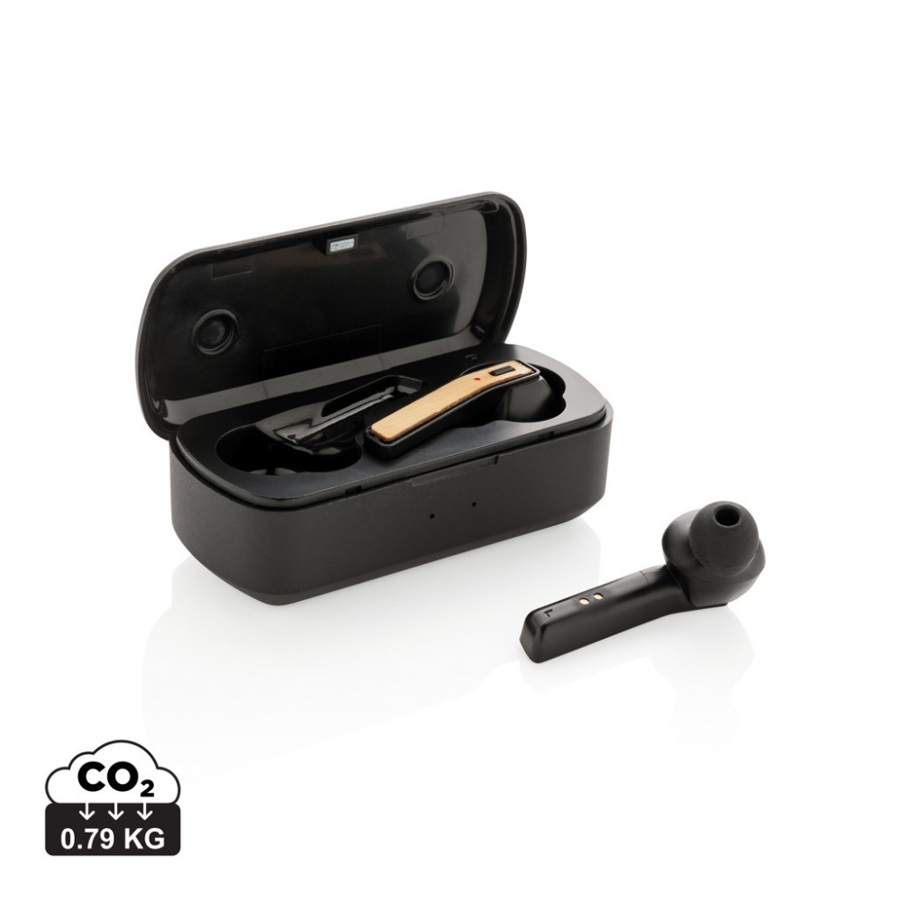 Logotrade promotional merchandise image of: Bamboo Free Flow TWS earbuds in case