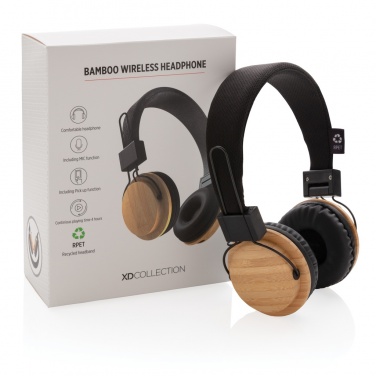 Logotrade corporate gift image of: Bamboo wireless headphone