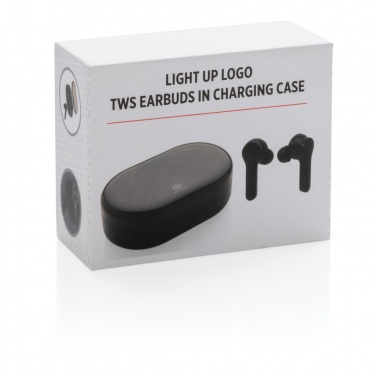 Logo trade business gifts image of: Light up logo TWS earbuds in charging case