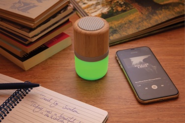 Logotrade promotional giveaway image of: Bamboo colour changing 3W speaker light