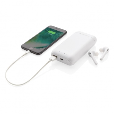 Logo trade promotional item photo of: Liberty TWS earbuds with 5.000 mAh powerbank