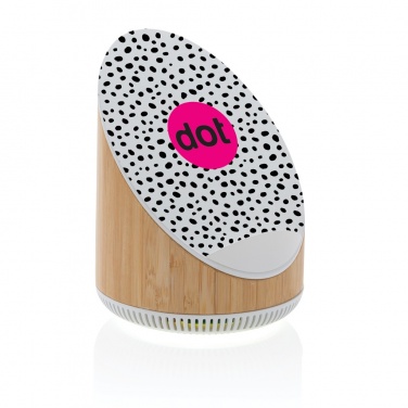 Logo trade promotional gifts picture of: Ovate bamboo 5W speaker with 15W wireless charger