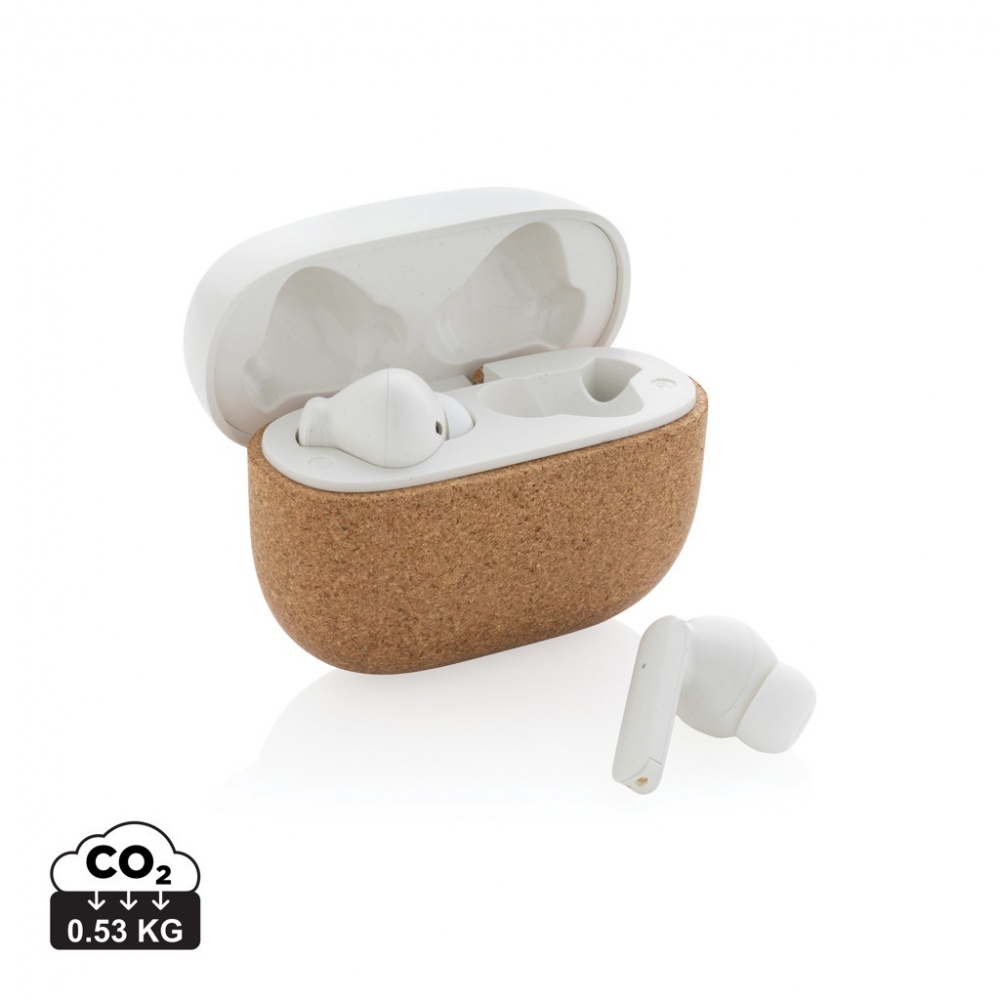 Logo trade promotional items picture of: Oregon RCS recycled plastic and cork TWS earbuds