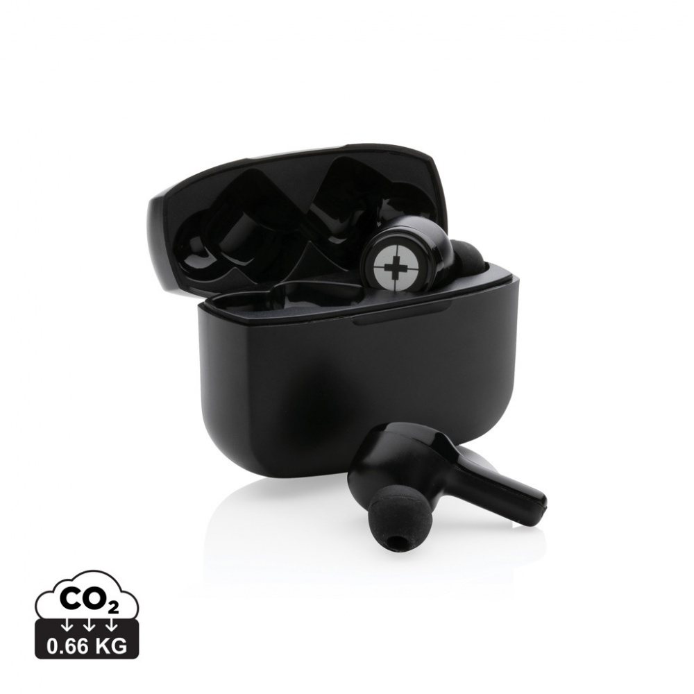 Logo trade advertising products picture of: RCS recycled plastic Swiss Peak ANC TWS earbuds