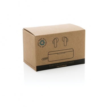 Logo trade promotional merchandise image of: RCS recycled plastic & bamboo TWS earbuds