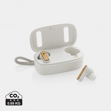 Logotrade promotional giveaway image of: RCS recycled plastic & bamboo TWS earbuds