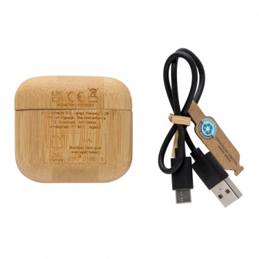Logo trade promotional merchandise image of: Bamboo TWS earbuds with RCS recycled plastic