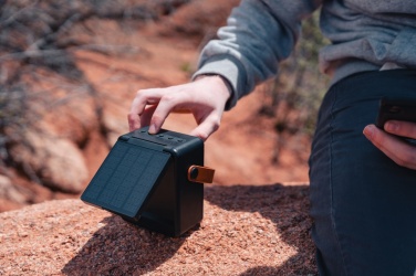 Logo trade promotional merchandise image of: Skywave RCS recycled plastic solar speaker 12W