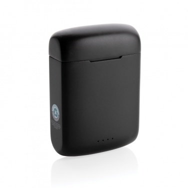 Logo trade promotional giveaway photo of: Skywave RCS recycled plastic solar earbuds