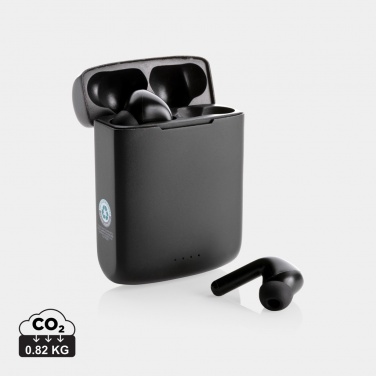 Logotrade promotional giveaway image of: Skywave RCS recycled plastic solar earbuds