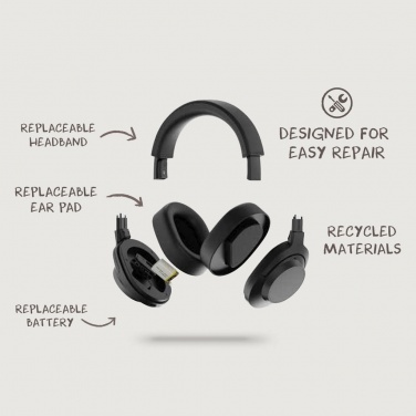 Logotrade promotional merchandise image of: Irvine RCS recycled and repairable ANC wireless headphone