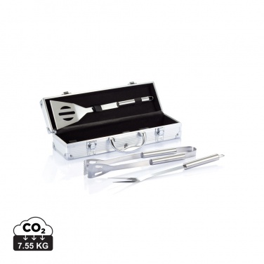 Logo trade promotional merchandise image of: 3 pcs barbecue set in aluminium box