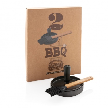 Logo trade promotional products image of: BBQ set with hamburger press and brush