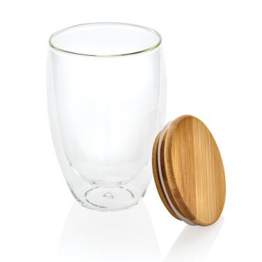Logo trade promotional products picture of: Double wall borosilicate glass with bamboo lid 350ml