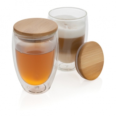 Logotrade corporate gifts photo of: Double wall borosilicate glass with bamboo lid 350ml