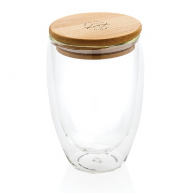 Logo trade promotional items picture of: Double wall borosilicate glass with bamboo lid 350ml