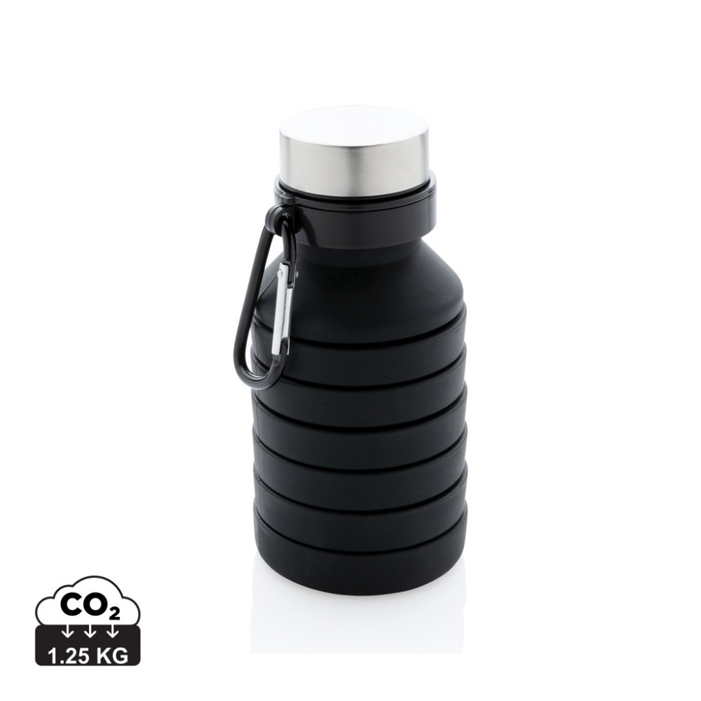Logo trade promotional giveaways image of: Leakproof collapsible silicone bottle with lid