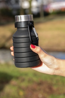 Logo trade promotional items image of: Leakproof collapsible silicone bottle with lid