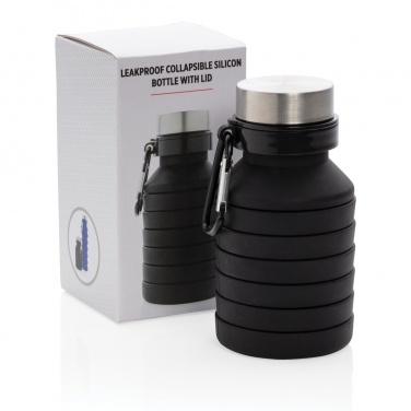 Logo trade promotional gifts picture of: Leakproof collapsible silicone bottle with lid