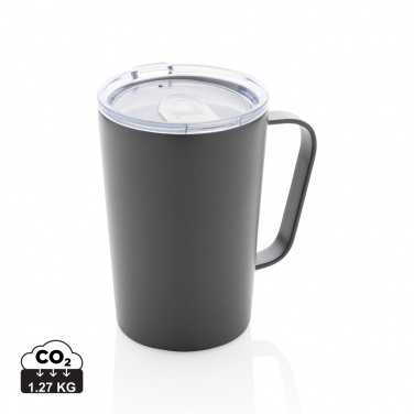 Logo trade promotional giveaways picture of: RCS Recycled stainless steel modern vacuum mug with lid