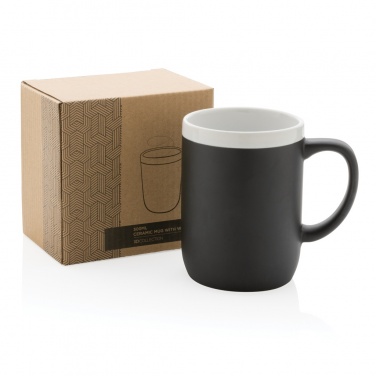Logo trade promotional merchandise image of: Ceramic mug with white rim 300ml